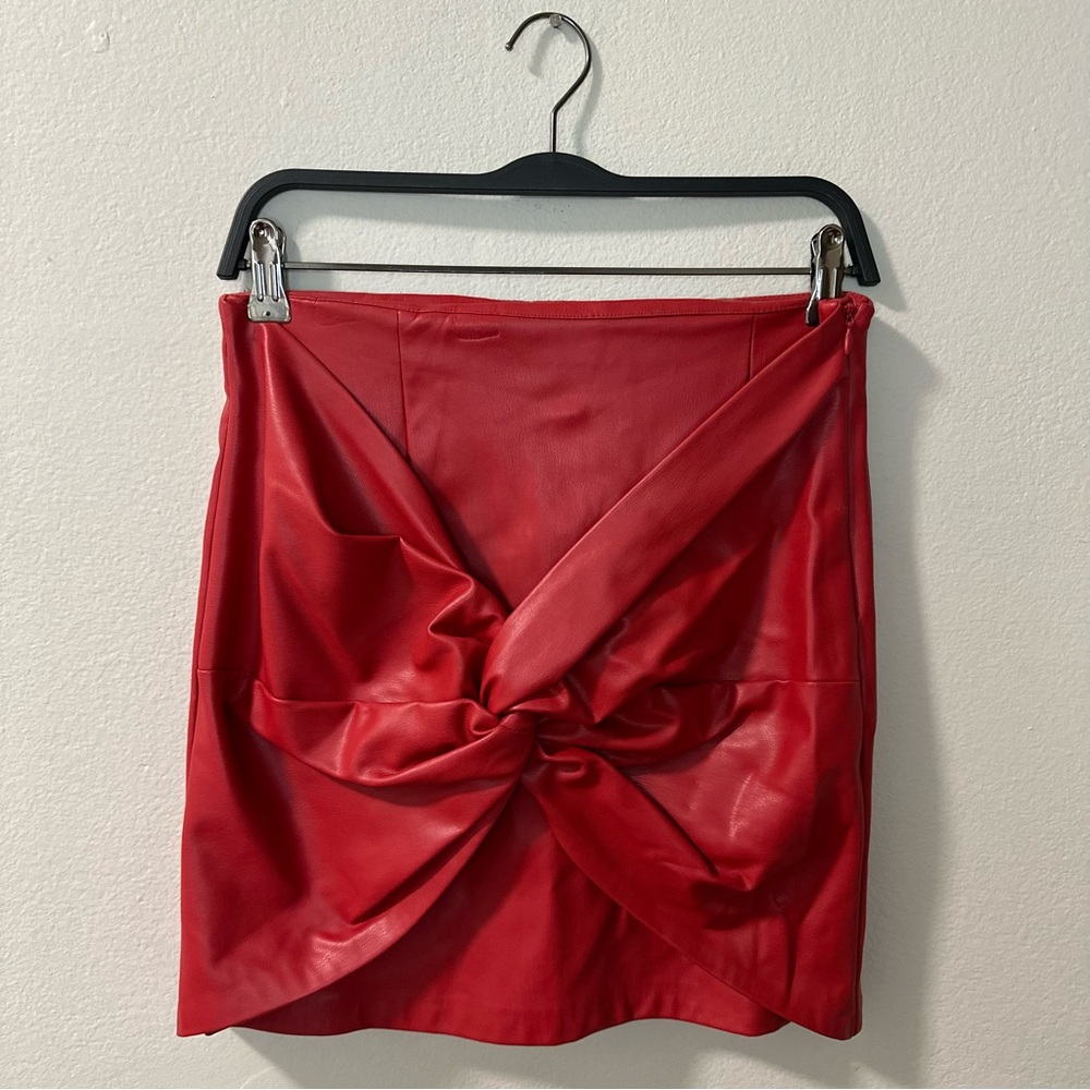 Zara Red Leather Mini Skirt